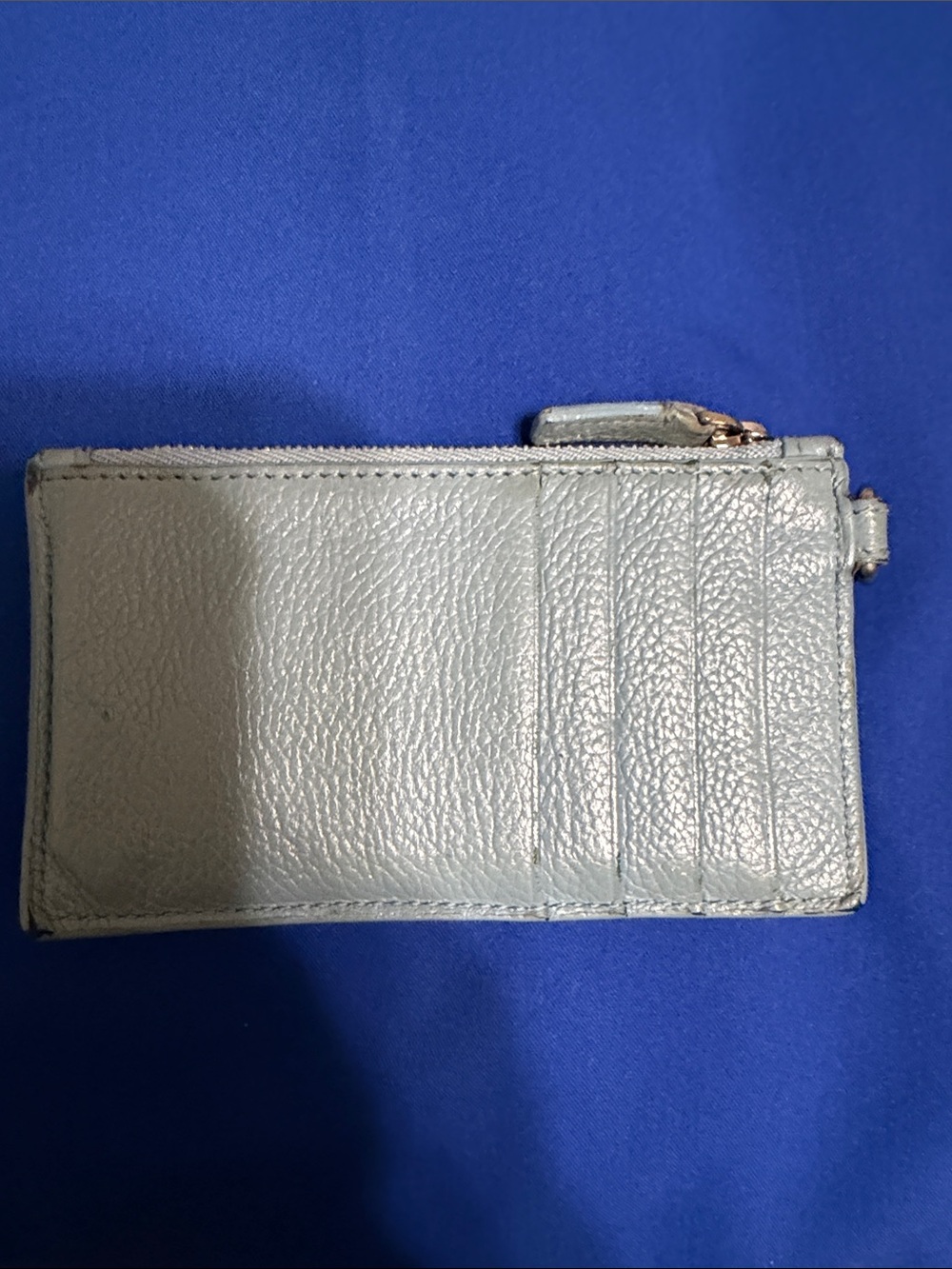 Balenciaga Pale Blue Leather Zip Card Holder with Logo  final sale - Picture 2 of 3